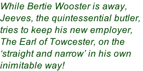 While Bertie Wooster is away,  Jeeves, the quintessential butler,  tries to keep his new employer,  The Earl of Towcester, on the  straight and narrow in his own  inimitable way!